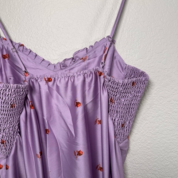 Free People On My Own Floral Satin Nightgown - Lilac Combo Women's SP - Picture 7 of 9